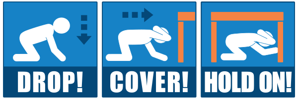 Image: Drop, COver and Hold On during an earthquake